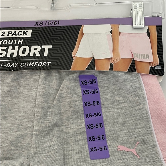 PUMA Short Youth 2 Pack All-Day Comfort Gray/Pink Size XS -5/6 /Z4 - Picture 5 of 8
